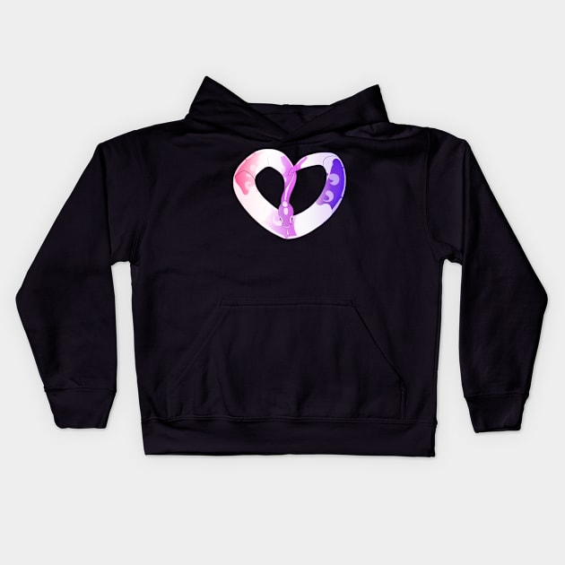 Ball Python Heart (Pride Design) Kids Hoodie by larkspurhearts